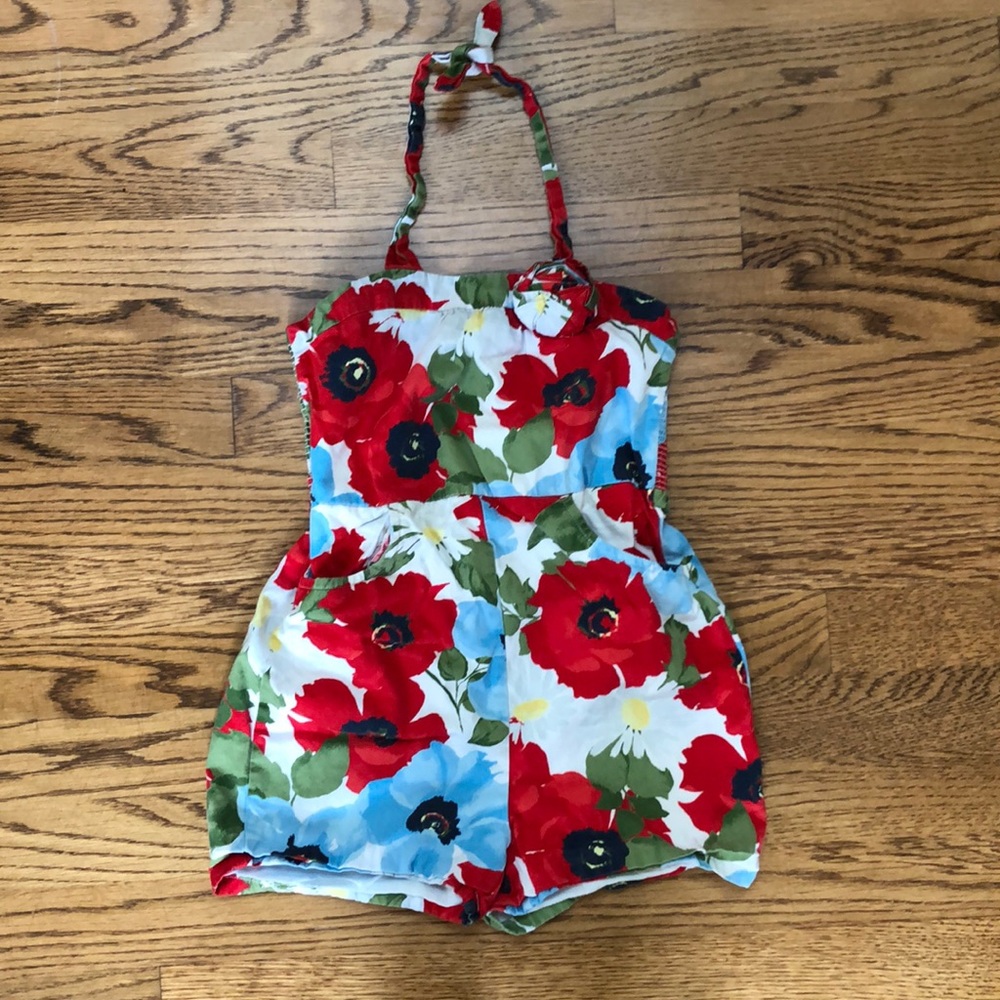 Janie and Jack girls poppy floral print romper